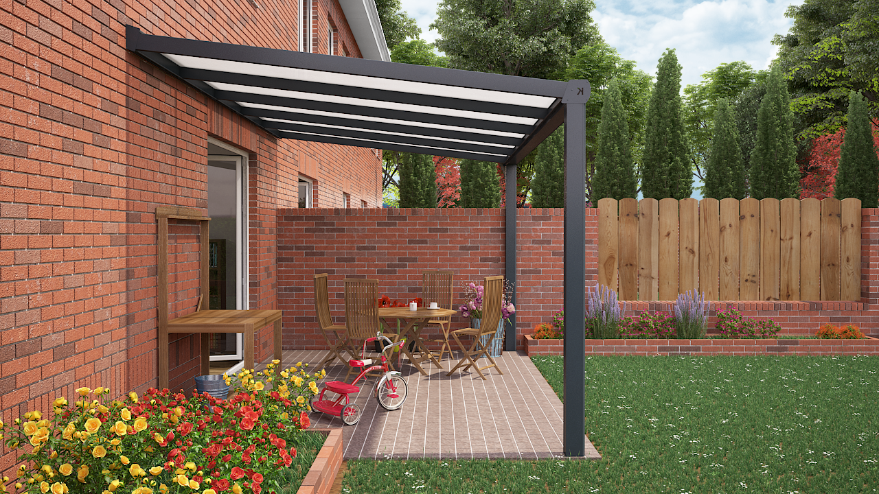 zijkant aluminium veranda 500x350 antraciet opaal dak
