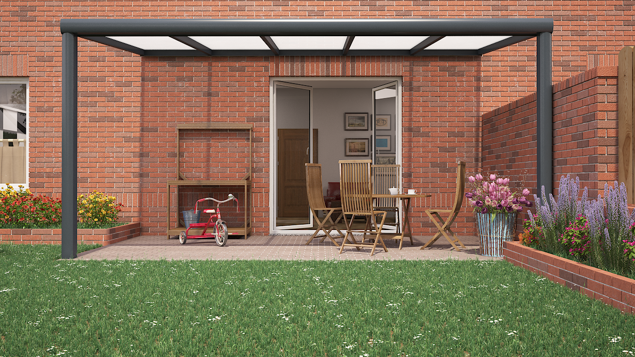 aluminium veranda 500x350 antraciet opaal dak led